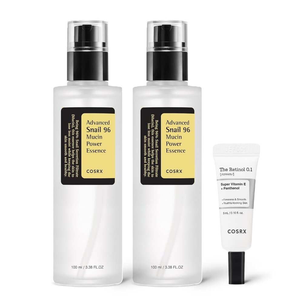 Snail 96% Mucin Power Essence 2ea & Retinol 0.% Cream Mini Sample ea, Glass Skin